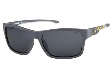 Caterpillar Men's Coder Polarized Sunglasses Square,60 mm, Solid Matte Gray/Yellow Camo