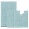BYSURE Light Blue Bathroom Rugs Sets 3 Piece Non Slip Extra Absorbent Plush Chenille Soft Washable Bath Mats