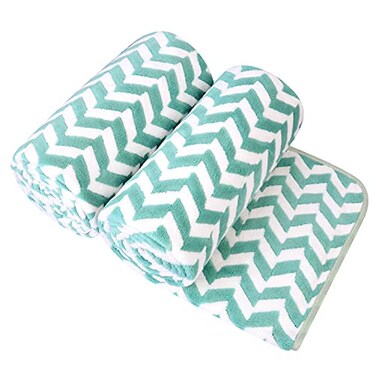 JML Microfiber Bath Towels, 2 Pack, 30" x 60", Chevron Green