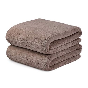 JML Microfiber Bath Towels, 2 Pack, 30 in x 60 in, Chocolate