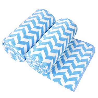 JML Microfiber Bath Towels, 30" x 60", 2 Pack, Chevron Blue