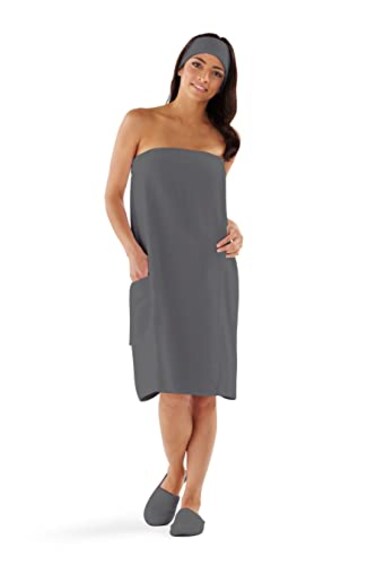 Boca Terry Towel Wrap for Women, 100% Cotton Spa Bath Wrap with Snaps