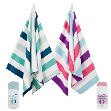 Exclusivo Mezcla 2 Pack Microfiber Quick Dry Large Beach Pool Towels