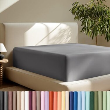 Bare Home Deep Pocket Fitted Sheet (Queen - 22" Pocket, Grey)