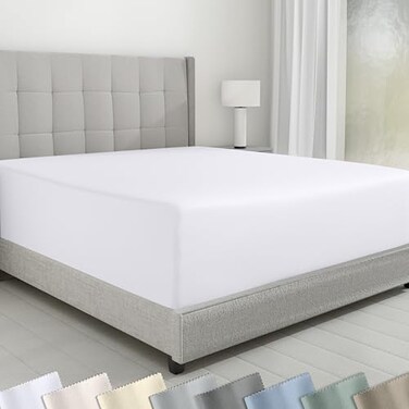 California Design Den Luxury 600 Thread Count King Size Fitted Sheet, White