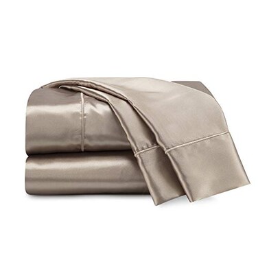 Martex Elegance 4-Piece Queen Satin Sheet Set, Champagne