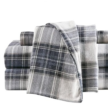 Comfort Spaces 100% Cotton Flannel Sheets Queen Size, Ultra Soft, 4 Pcs