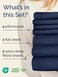 Extra Deep Split King Sheet Set - 7 Piece Breathable &amp; Cooling - Navy Blue