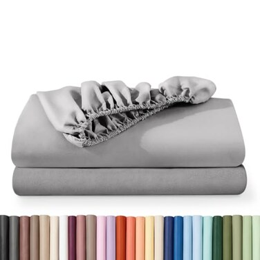 Bare Home 2-Pack Fitted Sheet 1800 Ultra-Soft (Twin XL, Light Grey)