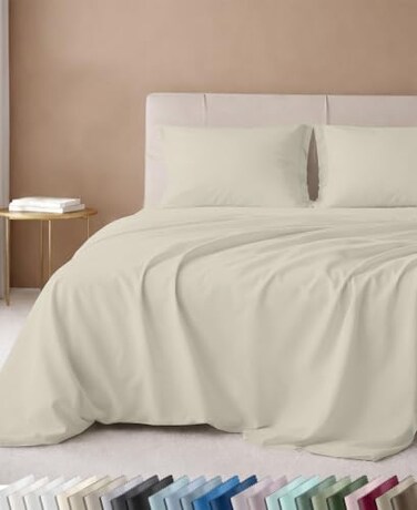 California Design Den Luxury 600 Thread Count King Sheets, 4 Pcs Set, Cream