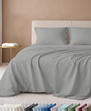 California Design Den Luxury 600 Thread Count Cal King Sheets, Light Grey