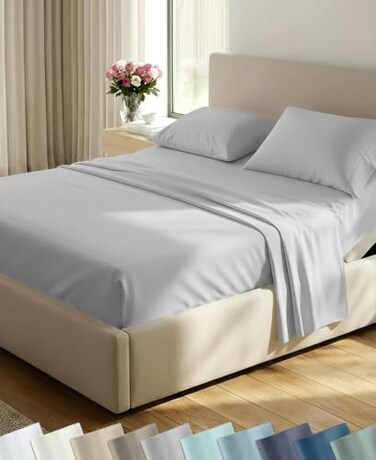 California Design Den 100% Cotton Sateen Split King Bed Sheet Set, 5 Pcs