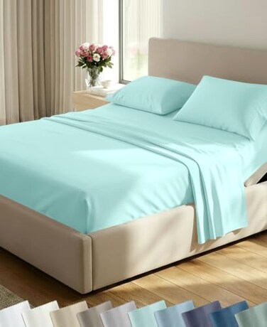 California Design Den Soft 100% Cotton Split King Sheet Set, 5 Pcs, Seafoam