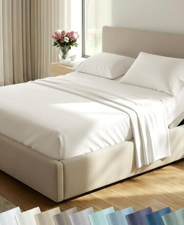 California Design Den 100% Cotton Sateen Split King Sheets Set, 5 Pcs