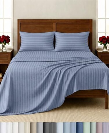 California Design Den 100% Cotton Sateen Twin Size Bed Sheets Set, 3 Pcs
