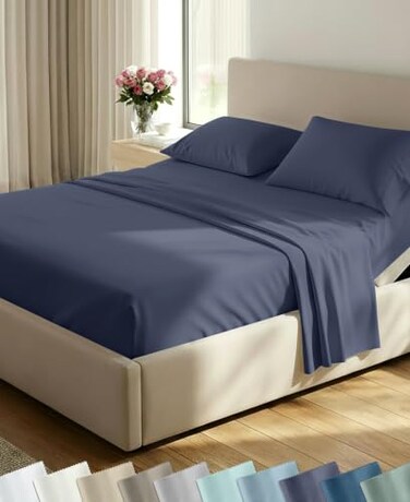 California Design Den 100% Cotton Sateen Split King Bed Sheets Set, 5 Pcs