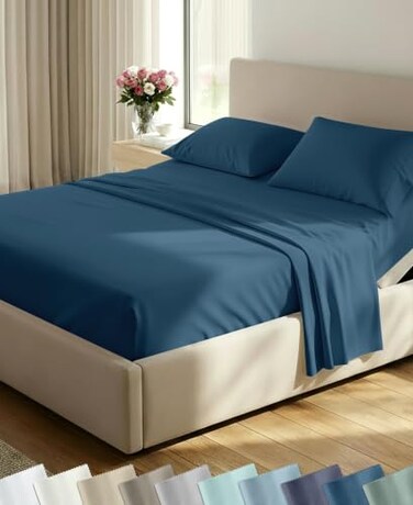 California Design Den Soft 100% Cotton Sateen Split King Sheet Set, 5 Pcs