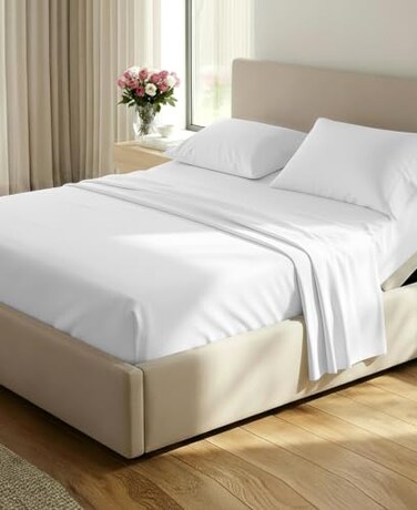 California Design Den 1000 Thread Count Split King Sheets, 5 Pcs Set, White