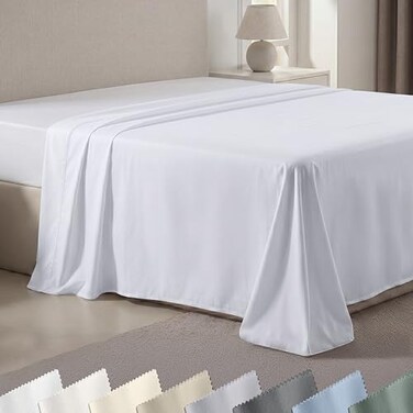California Design Den Luxury 600 Thread Count Twin Flat Sheet, Bright White