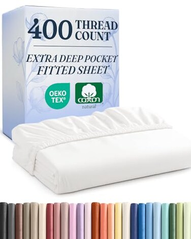 Extra Deep Cotton Fitted Sheet King Size - 400 Thread Count - White