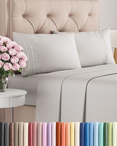 Full Size 4 Piece Sheet Set - Breathable &amp; Cooling Sheets - French Grey