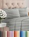 Queen Size 4 Piece Sheet Set - Breathable &amp; Cooling Sheets - Grey Stripes