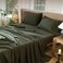 MooMee Sheet Set 100% Washed Cotton Linen-Like Extra Deep Pocket Queen