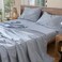 MooMee Sheet Set 100% Washed Cotton Linen-Like Extra Deep Pocket Queen
