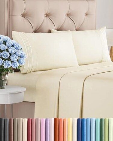 Full Size 4 Piece Sheet Set - Comfy Breathable &amp; Cooling Sheets - Off White