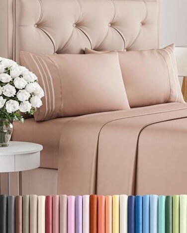Cal King Size 4 Piece Sheet Set - Comfy Breathable &amp; Cooling Sheets - Mauve
