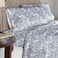 Pointehaven 100% Cotton Percale Sheets - Printed Bed Sheet &amp; Pillowcase Sets - Soft Cotton Bed Sheets Set - Fits Mattress 18 inches Deep Pocket (Blue, Queen)