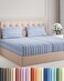 Split King Size 5 Piece Sheet Set - Breathable &amp; Cooling - Blue Stripes