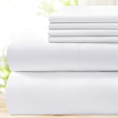 BYSURE Hotel Luxury Bed Sheets Set 4 Piece(Twin, White) - Super Soft 1800 Thread Count 100% Microfiber Sheets with Deep Pockets, Wrinkle &amp; Fade Resistant