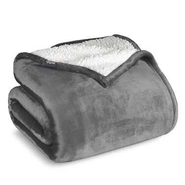 Bare Home Sherpa Fleece Blanket (Throw, Grey)