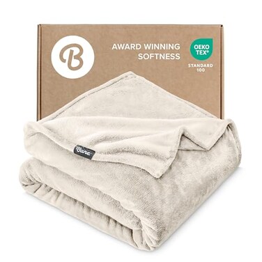 Bare Home Fleece Blanket Luxury Microplush (Full/Queen, Vanilla)