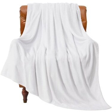 BEDELITE Fleece Blanket Soft Plush Twin Size Blanket White 60"x80