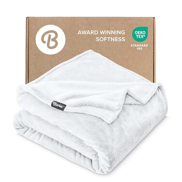 Bare Home Fleece Blanket Luxury Microplush (Throw, White)