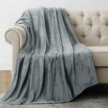 Utopia Bedding Soft Fleece Bed Blanket Throw Size Ash Grey (50x60 Inch)