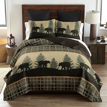 Donna Sharp Bear Walk Plaid Queen Quilt Set, 90" x 90