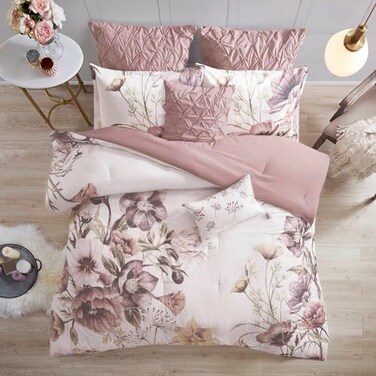 Madison Park Floral Cotton Shabby Chic Comforter Set, 8PC King Bedding Set