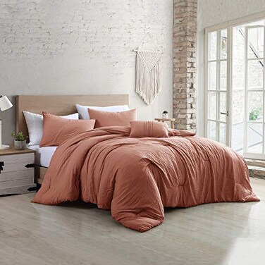 Modern Threads 4-Piece Garment-Washed Comforter Set Beck Dark Rose King