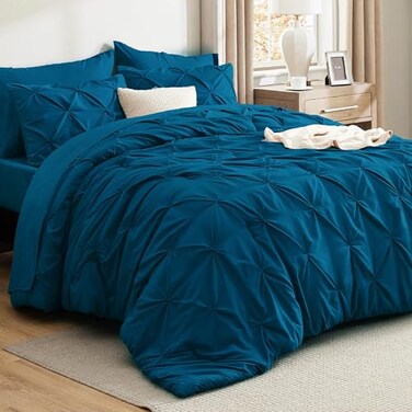 Bedsure Twin Comforter Set &amp; Sheet Set, 5-Piece Teal Bedding Set