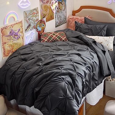 Bedsure Twin Comforter Set &amp; Sheet Set, 5-Piece Dark Grey Bedding Set
