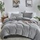 CLOTHKNOW Grey Comforter Set Queen 3Pcs Velvet Fluffy Bedding Comforter Set