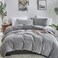 CLOTHKNOW Grey Comforter Set Queen 3Pcs Velvet Fluffy Bedding Comforter Set