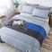 Andency Full Comforter Set, 3 PCS Gray Blue Striped Set