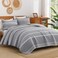 Andency California King Quilt Set Grey, 3 Pieces Boho Striped Bedspread