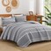 Andency California King Quilt Set Grey, 3 Pieces Boho Striped Bedspread