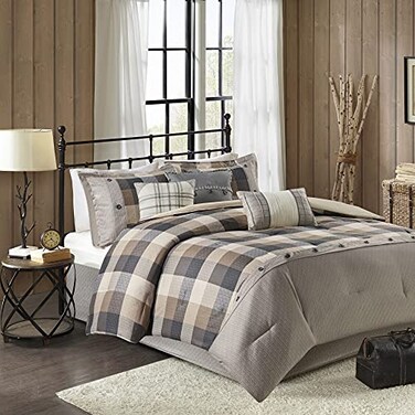 Madison Park Cabin Lodge Plaid Herringbone Comforter Set, 7PC Queen