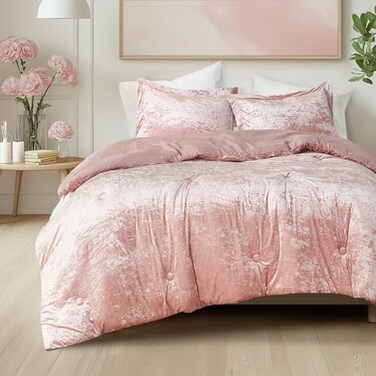 Comfort Spaces Reversible Velvet Blush King Comforter Set, 3pc